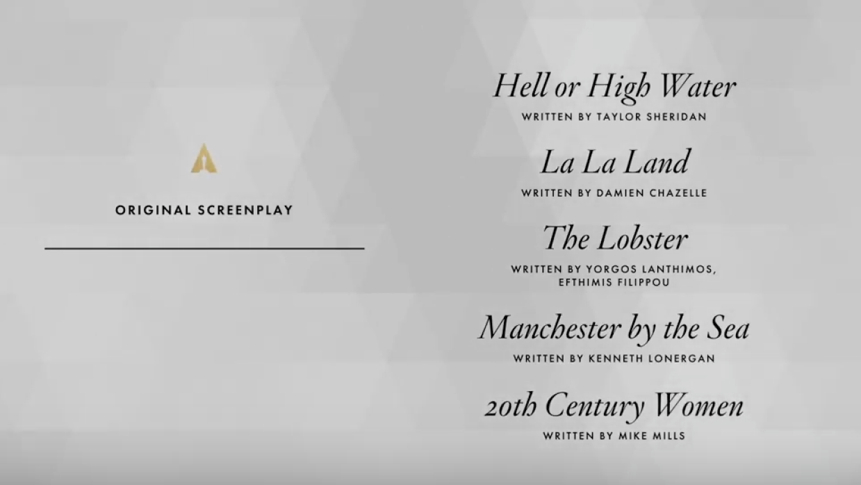 Nominados Oscar 2017 Guión original