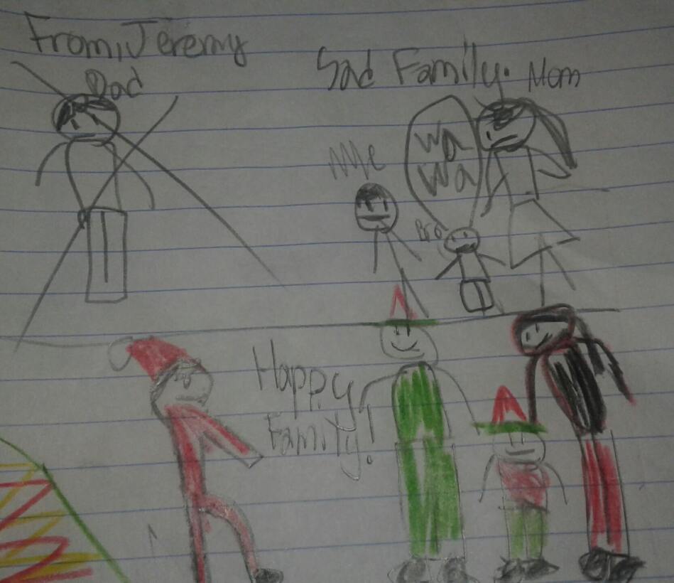 El mayor de los hermanos, Jeremy, dibujó como se imagina una familia fel...