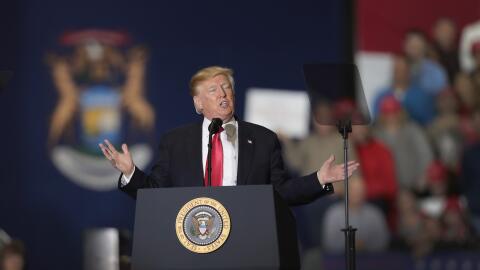 Donald Trump durante un evento en Michigan.