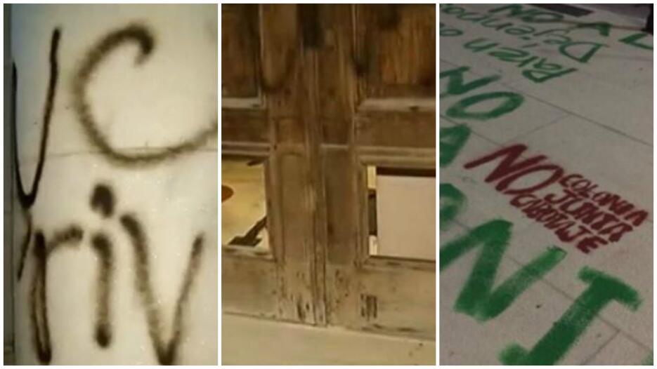 Rompieron puertas y realizaron grafitti en el Capitolio en repudio a pro...