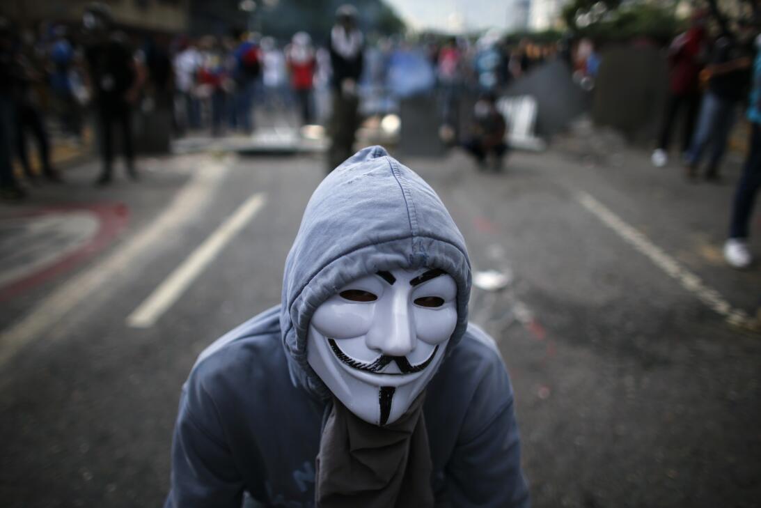 Masked demonstrators
