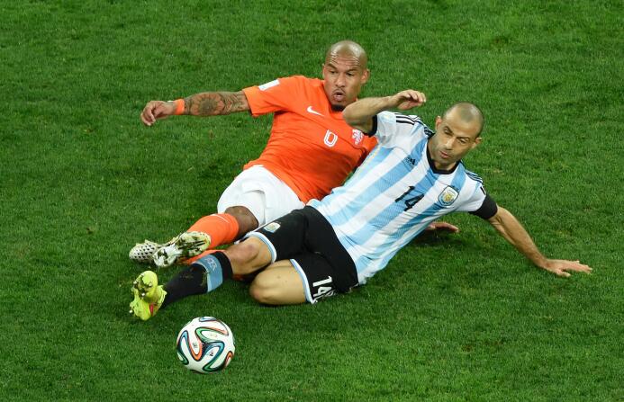 Nigel de Jong jugó dos Mundiales con Holanda.